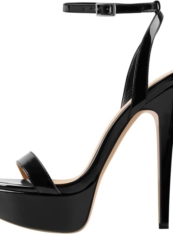 Platform Stiletto High Heels for Women, Round Open Toe Ankle Strap Sexy Heeled Sandals for Wedding Party Dress
