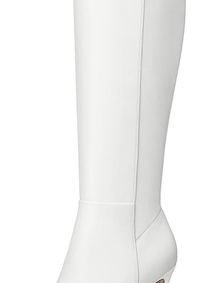 Black Knee High Boots Women - Platform Pointed Toe Stiletto Heel Suede Tall Boots for Fall Winter