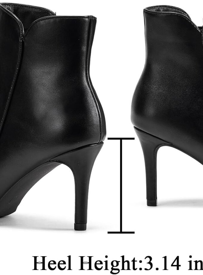 Women Chic Heeled Ankle Boots,Sexy Pointed Toe with 3 Inch High Heel Fashion Stylish Booties with Side Zipper Evening Party Dress Shoes