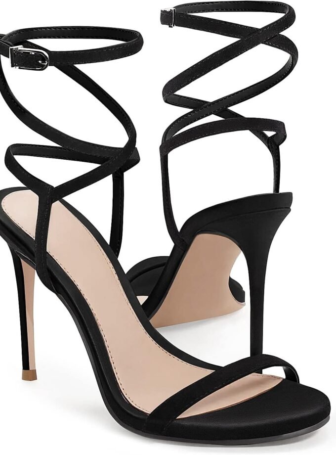 Women's lace-up high-heeled sandals, sexy high-heeled ankle-strap summer dress shoes