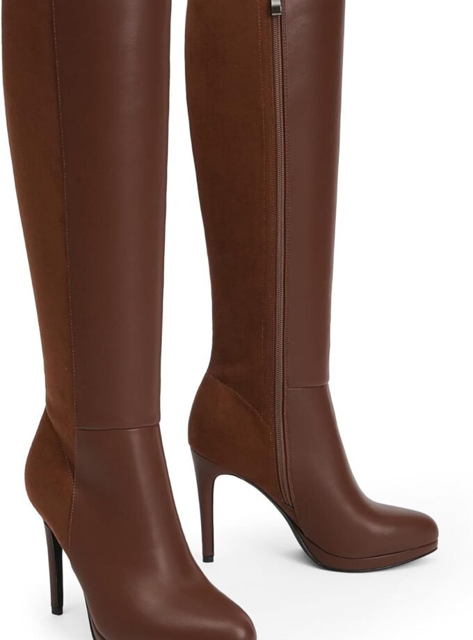 Knee High Boots Women Pointed Toe Stiletto Heel Fall Tall Boots Elastic Leather Long Boots Side Zipper