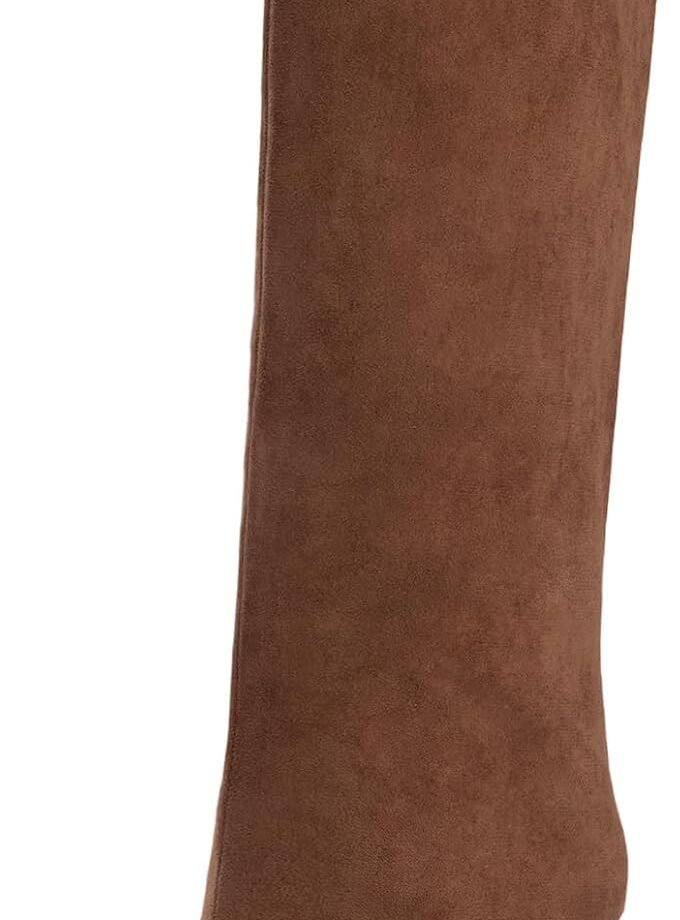 Women's Suede Knee High Boots Wide Calf Tall Fashion Stiletto Heeled Pull On Slouchy Long Boots