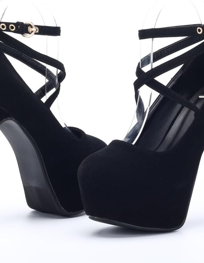 Women's Ankle Strap Platform Party Closed Toe Dress High Heels Pumps