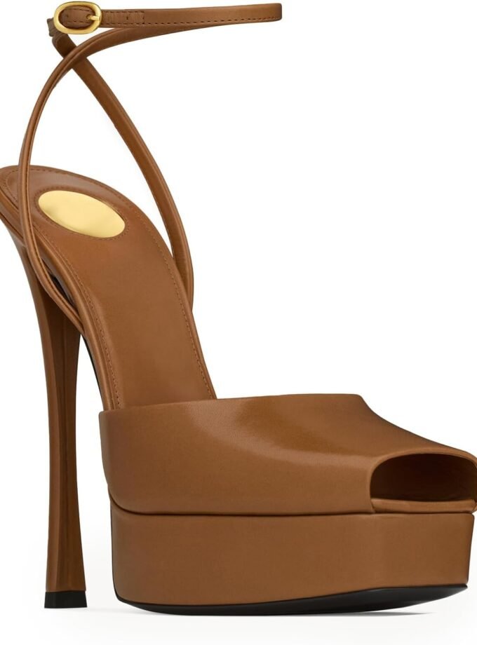 Women's Stiletto Heeled Platform Sandals, Open-Toe Square Toe High Heels, Ankle Strap Backless Sandals, Stylish Casual Party Dress Shoes