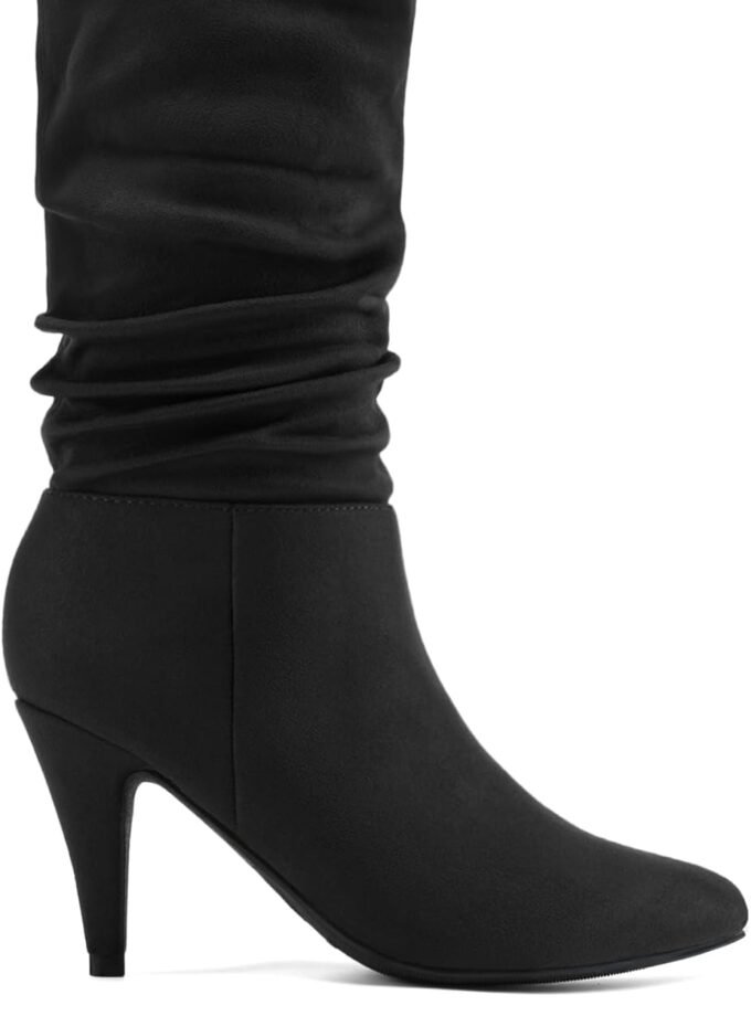 Women's High Heel Mid Calf Boots Slouchy Pointed Toe Fall Boots