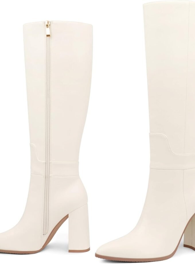 Women's Tall Boots Pointed Toe Boots for Women Knee High Heeled Long Boots