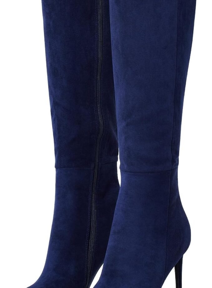 4 inch Women's Knee High Long Boots, Stiletto Tall Pointed Toe Heeled Boot Leather Suede Comfortable Sexy