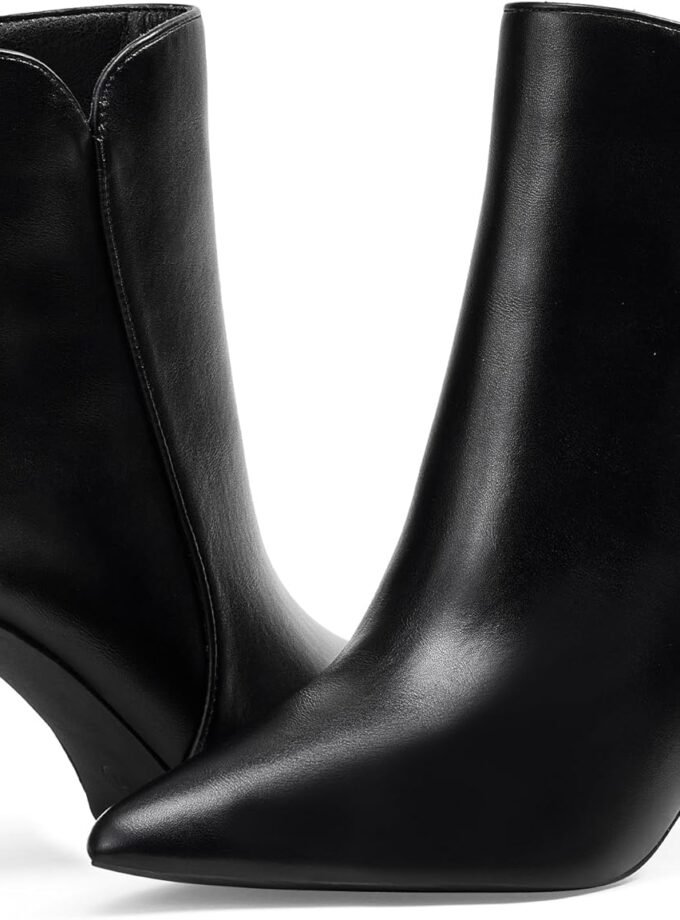 Women Chic Heeled Ankle Boots,Sexy Pointed Toe with 3 Inch High Heel Fashion Stylish Booties with Side Zipper Evening Party Dress Shoes