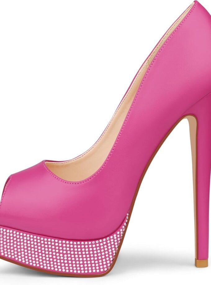 Women's Platform Stiletto Heels Shoes Peep Toe Pumps 6 inch Heels for Dress Wedding Party