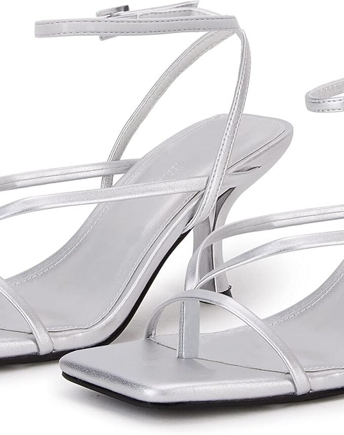 Women's lace-up high-heeled sandals, square-toe flip-flops, strappy party shoes