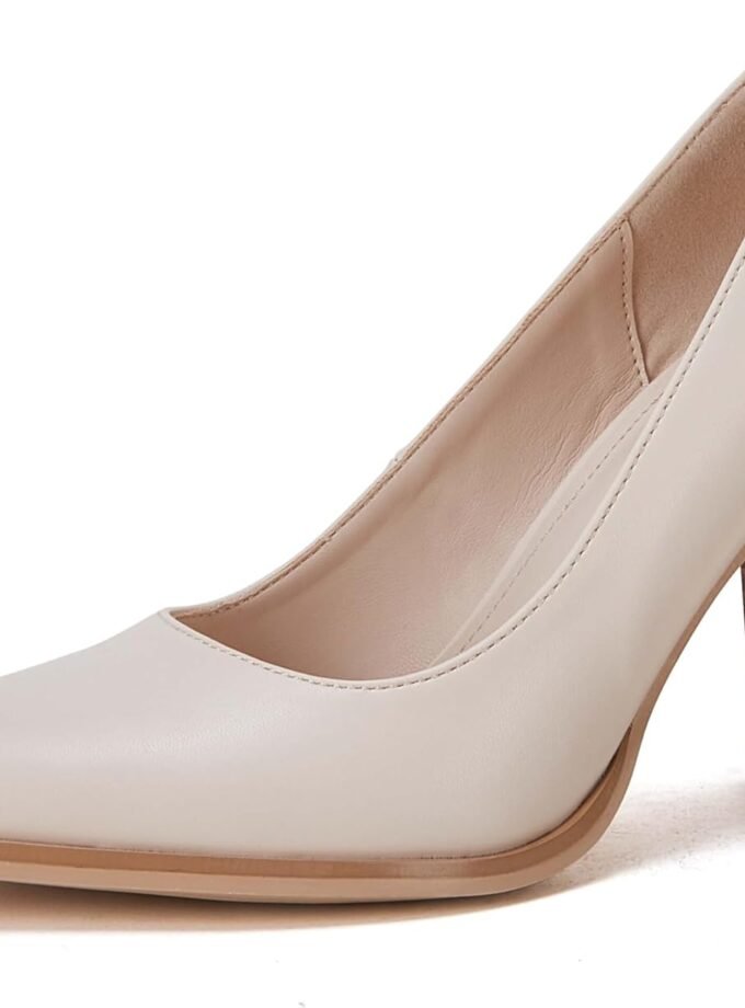 Women's Pointed Toe Pumps Chunky Block High Heel Slip On Dress Party Wedding Shoes