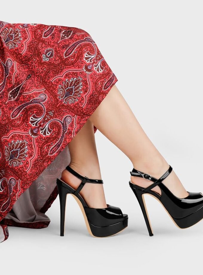 Women's Slingback Shoes Peep Toe Platforms 6 inch Heels Bride Party Pumps