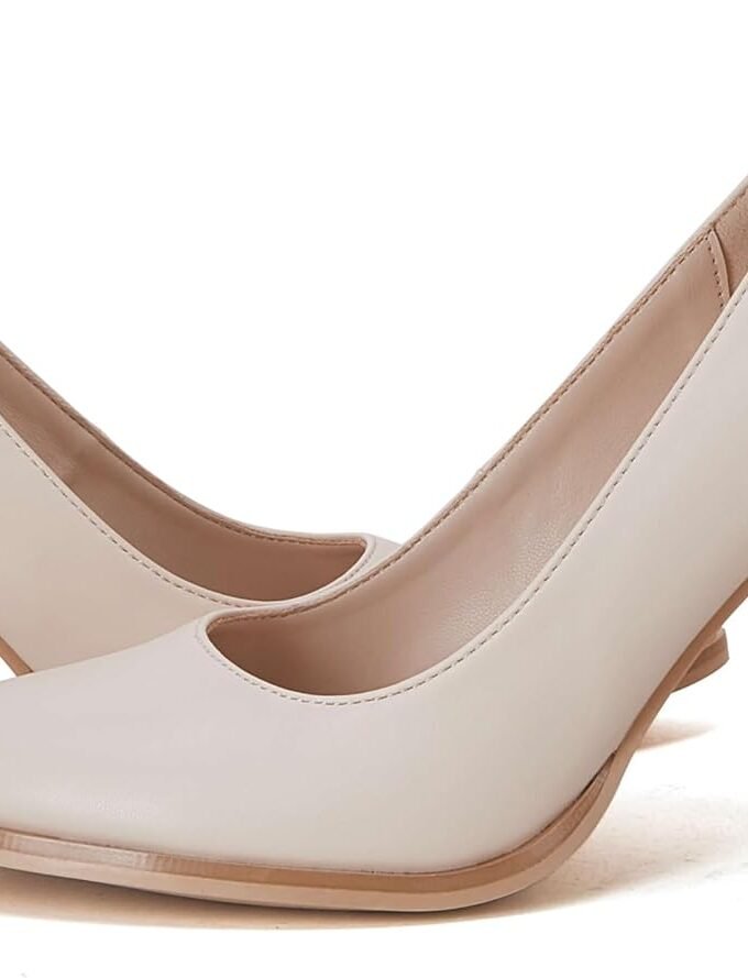 Women's Pointed Toe Pumps Chunky Block High Heel Slip On Dress Party Wedding Shoes