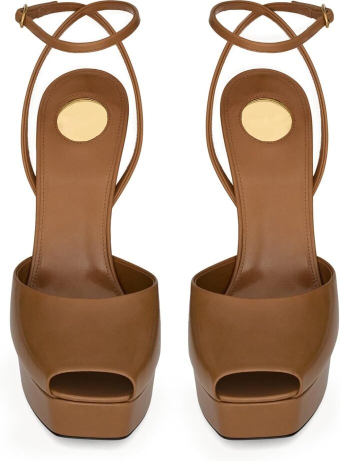 Women's Stiletto Heeled Platform Sandals, Open-Toe Square Toe High Heels, Ankle Strap Backless Sandals, Stylish Casual Party Dress Shoes