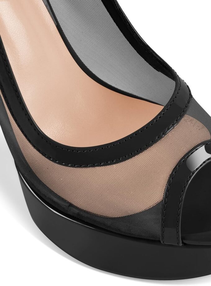 Women's mesh ankle-strap stiletto sandals, open-toe