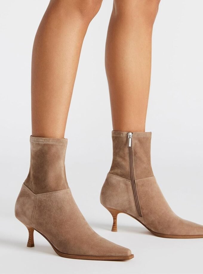 Women's Ankle Boots - Stiletto High Heel, Pointed Toe, Short, Side Zipper, Dress Boots - Elastic, Fashion, Trendy