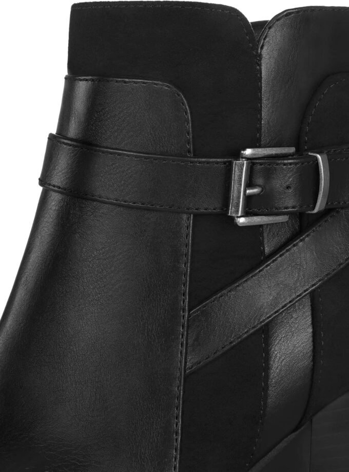 Women's Ankle Boots Chunky Stacked Heel Zipper Booties - Available in Wide Sizes