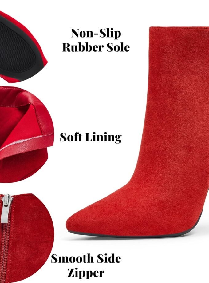 Women Heeled Ankle Booties,Sexy Pointed Toe 4 inch Stiletto High Heel Fashion Ankle & Booties with Side Zipper High Heel Boots Dress Evening Party Boots Shoes