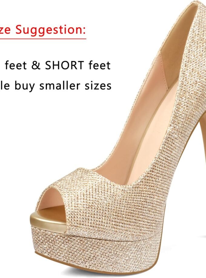 Women's Platform Stiletto Heels Shoes Peep Toe Pumps 6 inch Heels for Dress Wedding Party